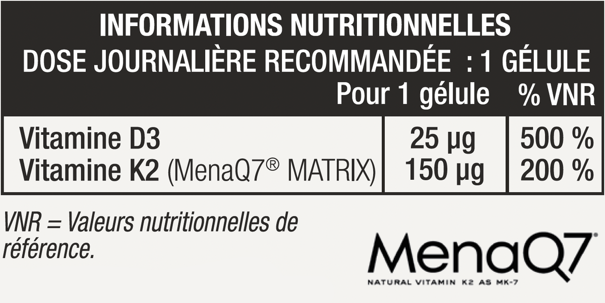 Vitamine D3 + K2 MK7